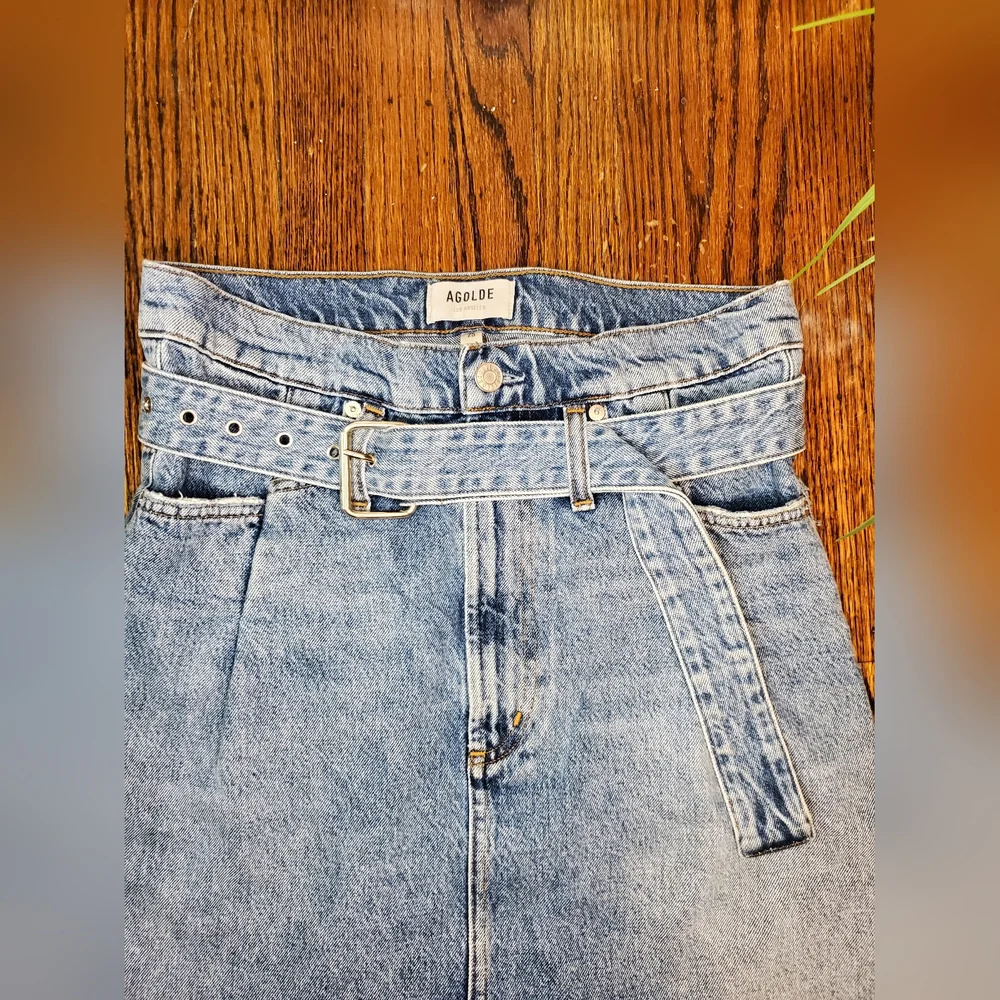 Agolde Belted Raw Hem Denim Skirt - Picture 4 of 9